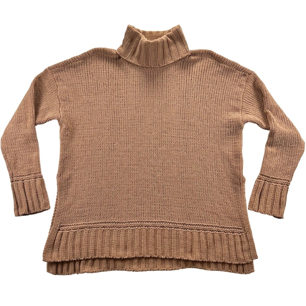 Aerie Women's Tan Brown Chenille Turtleneck Sweater Relaxed Fit Size Small